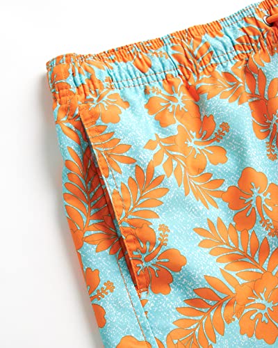 Beach Bros. Men's Swim Trunks - 6.5" Quick Dry Bathing Suit Swimsuit For Men (S-Xxl), Size Medium, Orange/Turquoise Floral #TOP2