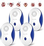ELUTO 4PCS Repelente Ultrasónico Repelente Ultrasónico Mosquitos 4 Modos de Conversión de Frecuencia con Luces LED Utilizado para Rata Cucarachas Arañas Pulgas Insectos Mosquitos Hormigas