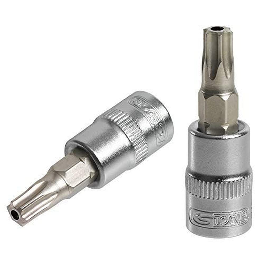 KS TOOLS 922.1495 ULTIMATETORXperforated Screwdriver Socket, 1/4", L.37 mm - T25, Satin-finish Chrome