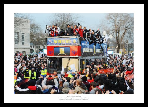 Swansea City Framed 2013 Capital One Cup Winners Open Top Bus Celebrations Photo Memorabilia