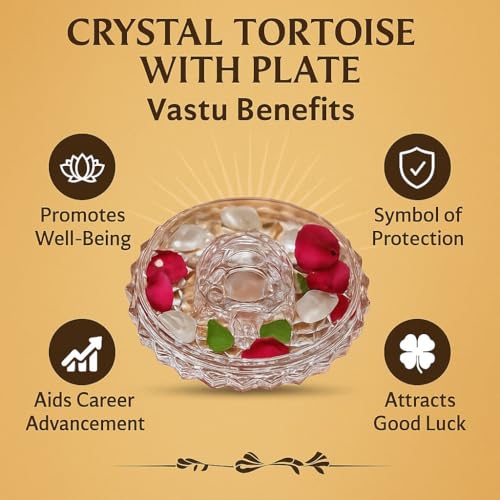 Image of SAUDEEP INDIA Feng Shui Crystal Tortise with Plate for Good Luck with Rakhi for Brother | Turtle for Vastu Home Decor(Bhai-Rakhi with Gift Hamper)