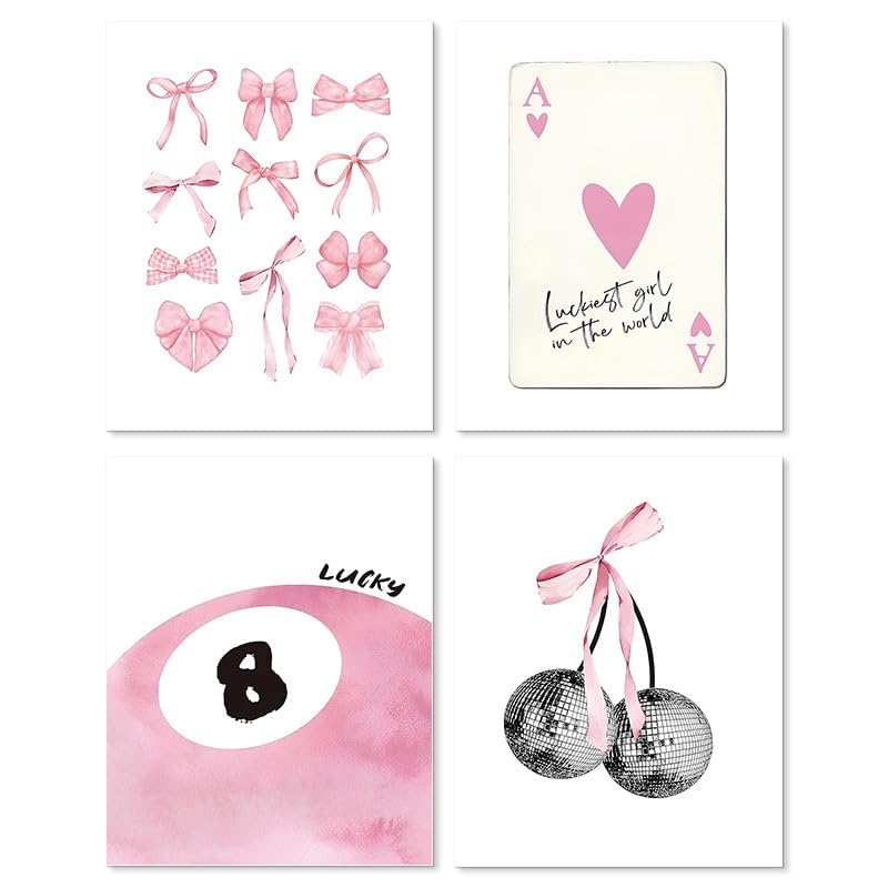 Kepuarm 4Pcs Framed Preppy Wall Decor Art, Coquette Room Decor, Preppy Room Decor - Image 2