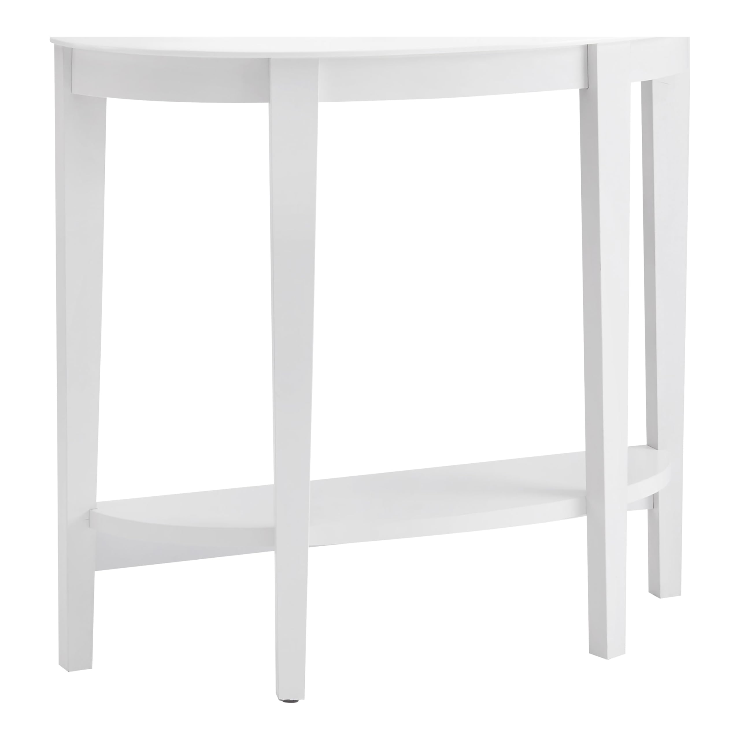 Homes: Inside + Out Payne Modern Half Moon Accent Console Table with Storage Shelf, Decorative Entryway Furniture for Living Room, Hallway, Entrance, Small Spaces, White