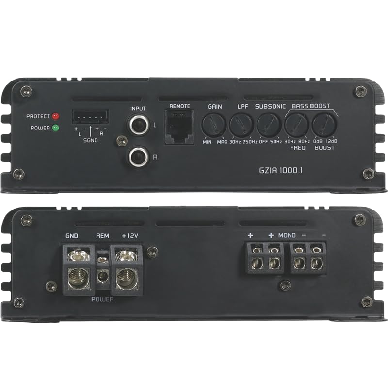 Ground Zero GZIA 1000.1 - Amplificatore per subwoofer Mono Classe D, 1250 W RMS, 1 Ohm stabile, serie Iridium