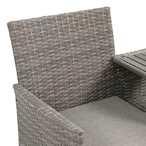 Ribelli Polyrattan Gartensitzbank mit Tisch, 2-Sitzer, für Garten und Terrasse, Gartenbank inkl. Sitzkissen, grau… – Bild 5