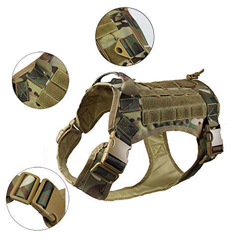 zuoxiangru Tactical Service Dog K9 Working Dog Vest Outdoor Training Hunting Water-Resistant Military Patrol Dog Harness with Handle (L, CP)