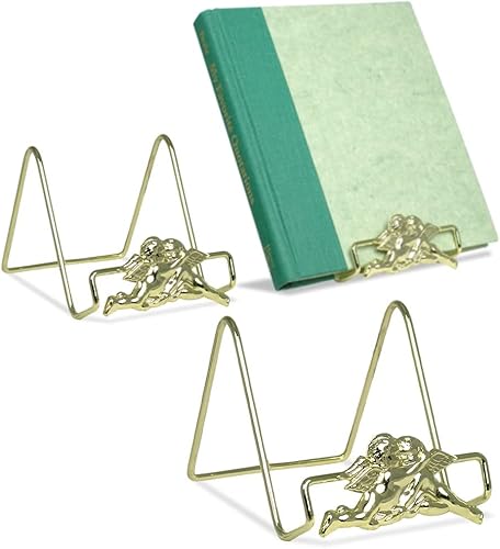 Miniatura 6 de BANBERRY DESIGNS Cherub Decor - Soporte para platos - Juego de 3 - Caballete de latón - Accesorio de decoración - 3 pulgadas de alto