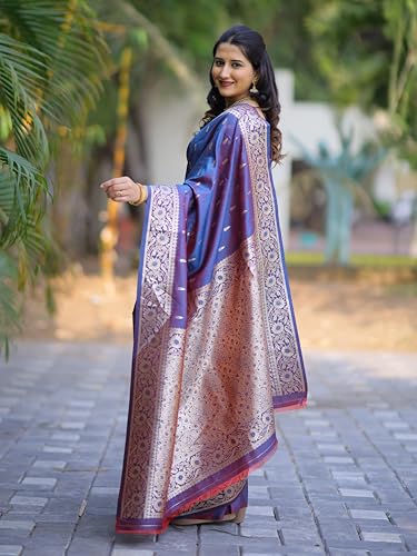 Image of SGF11 Women's Kanjivaram Pure Soft Silk Saree For Women Pure Golden Zari With Blouse Piece