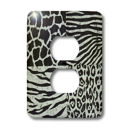 Impression animale noire plaque 2 prises robuste et lavable - 3