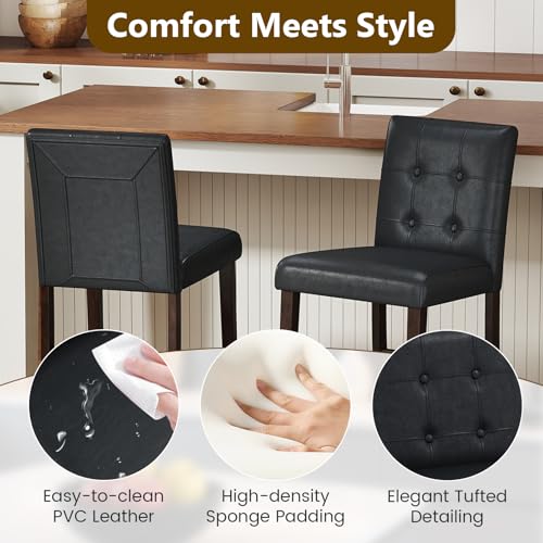 GIANTEX Set de 2 Butacos de Barra de 26" con Respaldo Acolchonado, Patas de Madera de Caucho y Descanso para Pies, Butacos para Isla de Cocina, Bar en Casa, Comedor miniatura 6