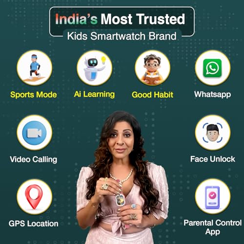 Image of sekyo 4G Smart Watch for Kids | AI Learning Coach, Whatsapp, Video Calling, GPS Tracker, Health Monitoring, Habit Coach| Edu-Games, Step Count (Red, Neo Ai)