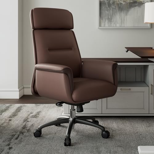 EUREKA ERGONOMIC Royal Ergonomic Office Chair Executive Desk Chair, Microfiber Leather High Back Executive Chair Comfy Ergonomic 360° Swivel with Lumbar for Home Workshop- Brown
