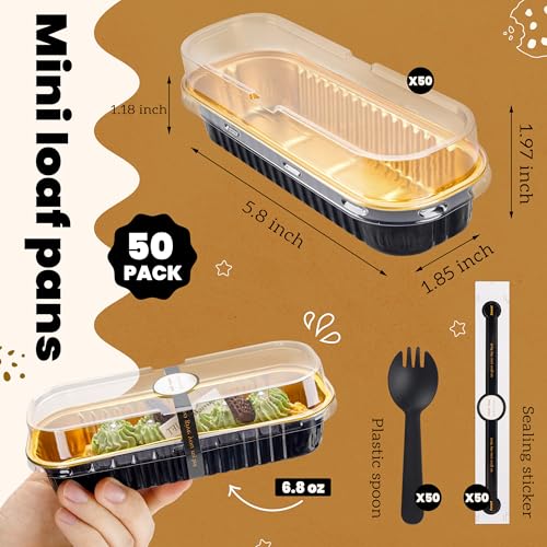 NPLUX Bundle of 50 Pack Mini Cake Pans with Lids and Spoons and 100 Pack Cellophane Bags - image 6