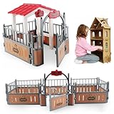 2 Juegos de Juego de establo para Caballos, cenador de plástico y Modelo de Valla, Juguetes para Caballos imaginarios y creativos, Accesorios educativos para Juegos en la Granja, Urlaubsdekor