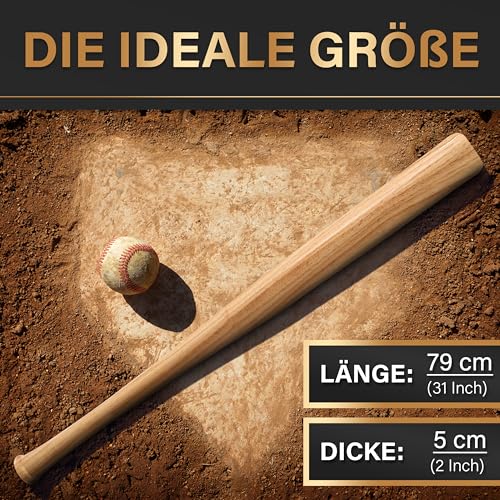 HELDENWERK® Baseballschläger aus Holz oder Aluminium 31 Zoll extra robust – Ansicht 3