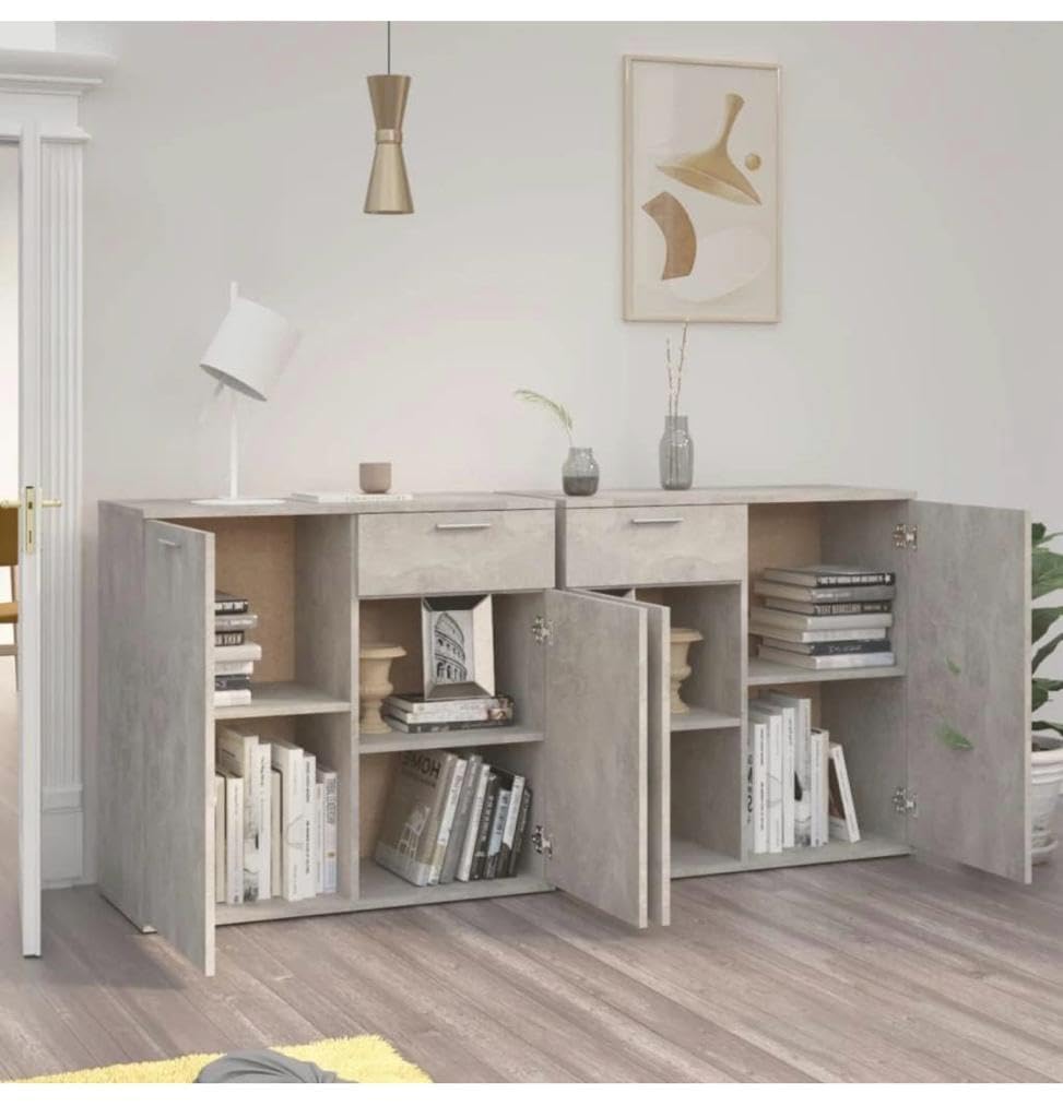 CASPIAN Engineered Wood Double Door Wooden Cabinet Cum Shoe Rack Grey (Set of 2) | Pre-Assembled Horizontal Furniture | Storage Organizer for Indoor/Outdoor Use | 4 Compartments with 1 Drawer-image-16