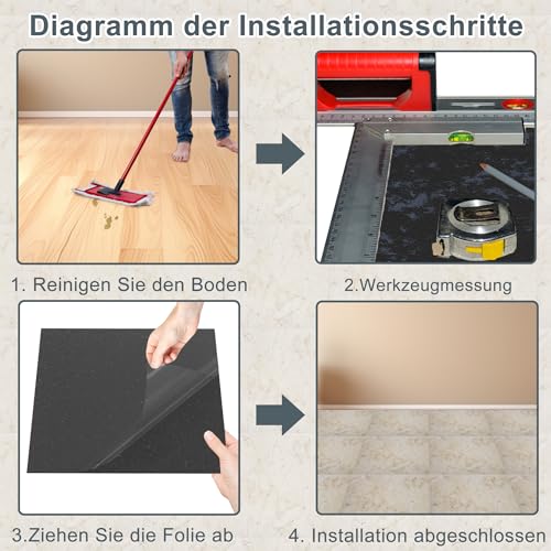 Suusolny 54 Stück 5,02 m² PVC Bodenbelag Vinylboden Selbstklebend Fliesen Vinyl Klebefliesen Bodenfliesen Fliesenaufkleber Rutschfest Wasserfest für Wohnzimmer Küche Badezimmer - Marineblau
