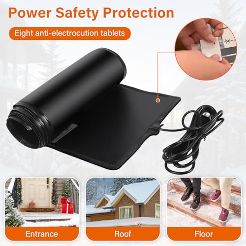 Ansgery Snow And Ice Melting Mats Roof And Valley Heater Ice Dam Prevention Heated Outdoor Pad,Snow Melting Mats For Walkways,3 In/H Speed thumb #3