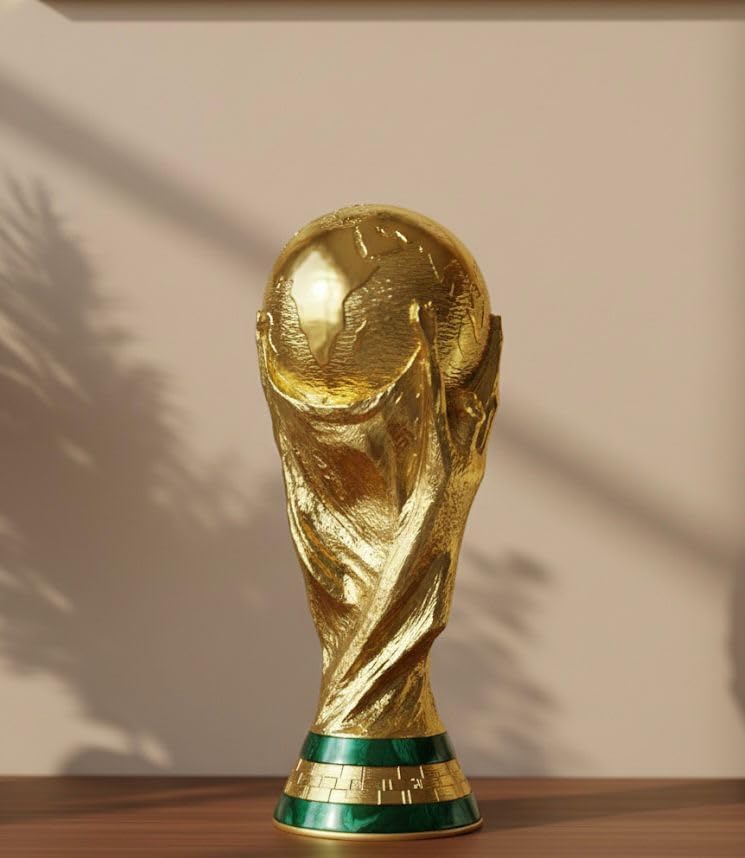 F I F A World Cup Trophy Replica Showpiece | Gold Finish Football World Cup Cup with Green Base | Premium Sports Trophy Collectible | Home Office Desk Décor | Football Fans, Boys, Men & Sports Lovers | Collector's Edition, Detailed Sculpted Design, Green Malachite Base, Football Memorabilia, Display Showpiece-picture-13