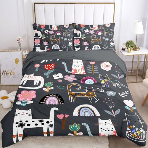 Housse de couette chat 135x200 douce et douillette avec fermeture éclair - 2