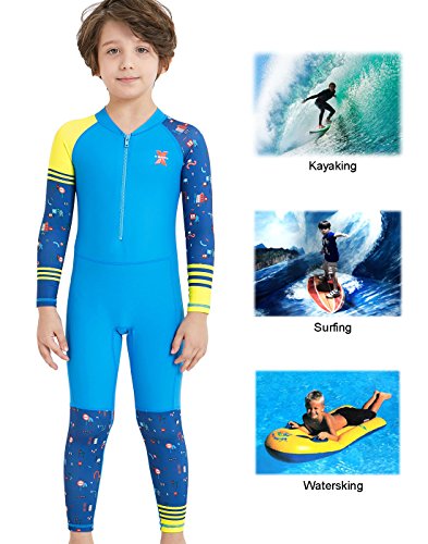 Boys Sunsuit Long Sleeve Swimwear Uv Sun Protective Rash Guard One-Piece Wetsuit Bodysuit Swimsuit Blue S #TOP1