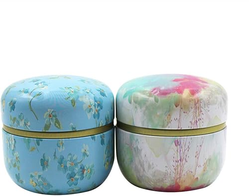 Paquete de 2 mini contenedores de almacenamiento de té latas de té y café diseño de flores contenedor de almacenamiento de alimentos para hierbas