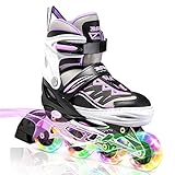 Melhor Patins de 2025: Guia de Compra Completo 6 Patins Inline Ajustáveis para Meninas Cytia Roxo da 2PM SPORTS com Rodas Iluminantes, Lâminas de Rolo Piscante Divertidas para Crianças - Pequeno (10C-13C US)