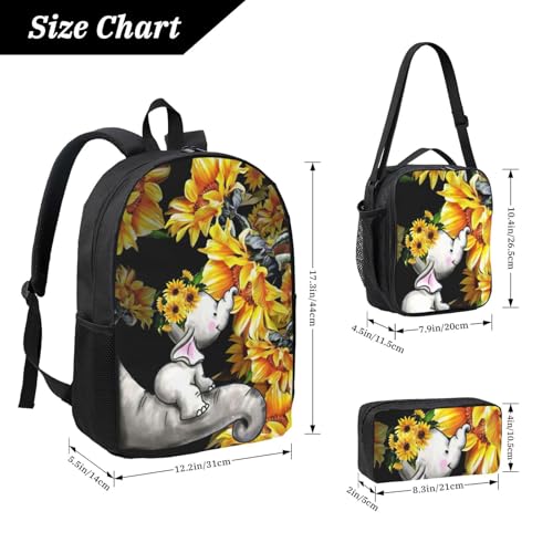 Sac à dos imprimé éléphant EdWal trois pièces taille unique noir - 4