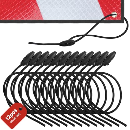 Pack 12 Tensores Elásticos 50cm, Pulpos Elasticos, Pulpos Transporte, Cuerdas Elásticas de Longitud Ajustable para Sujetar Placa, Portabicicletas, Ojales, Toldos, Lonas, Piscina, Acampada