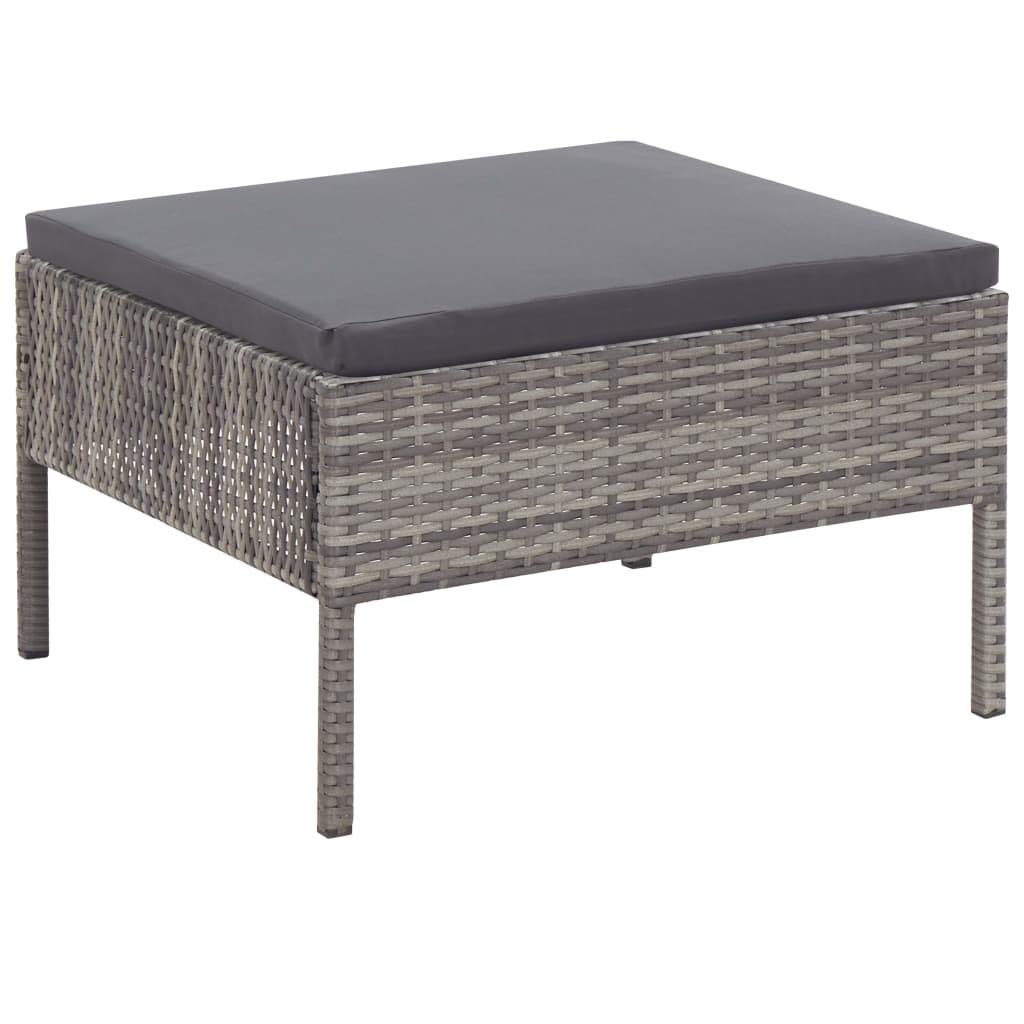 Set da giardino per esterni Set da giardino per il tempo liberoSet Divani da Giardino 5 pz con Cuscini in Polyrattan GrigioPer terrazza, balcone, giardino, spiaggia