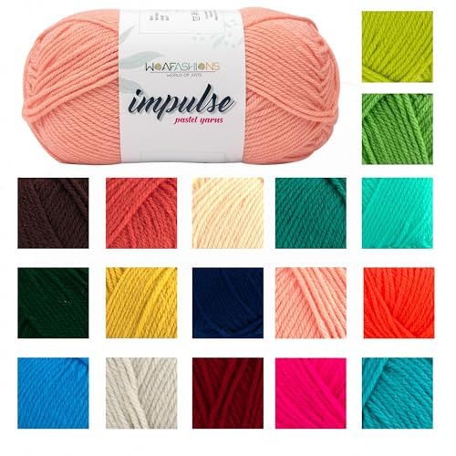 Image of WOAFashions Impulse Hand Knitting & Crochet Yarn, Premium Acrylic, 4 : Medium (Peach Blush) (3x100gms / 3.5oz / 200mtr / 218yds)