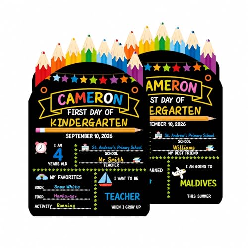 First Day of School Board Sign Reusable Back to School Signs My First and Last Day at School Chalkboard Gifts Double-Sided Kindergarten Chalkboard Signs Pre K Sign Board Preschool Board Photo Prop