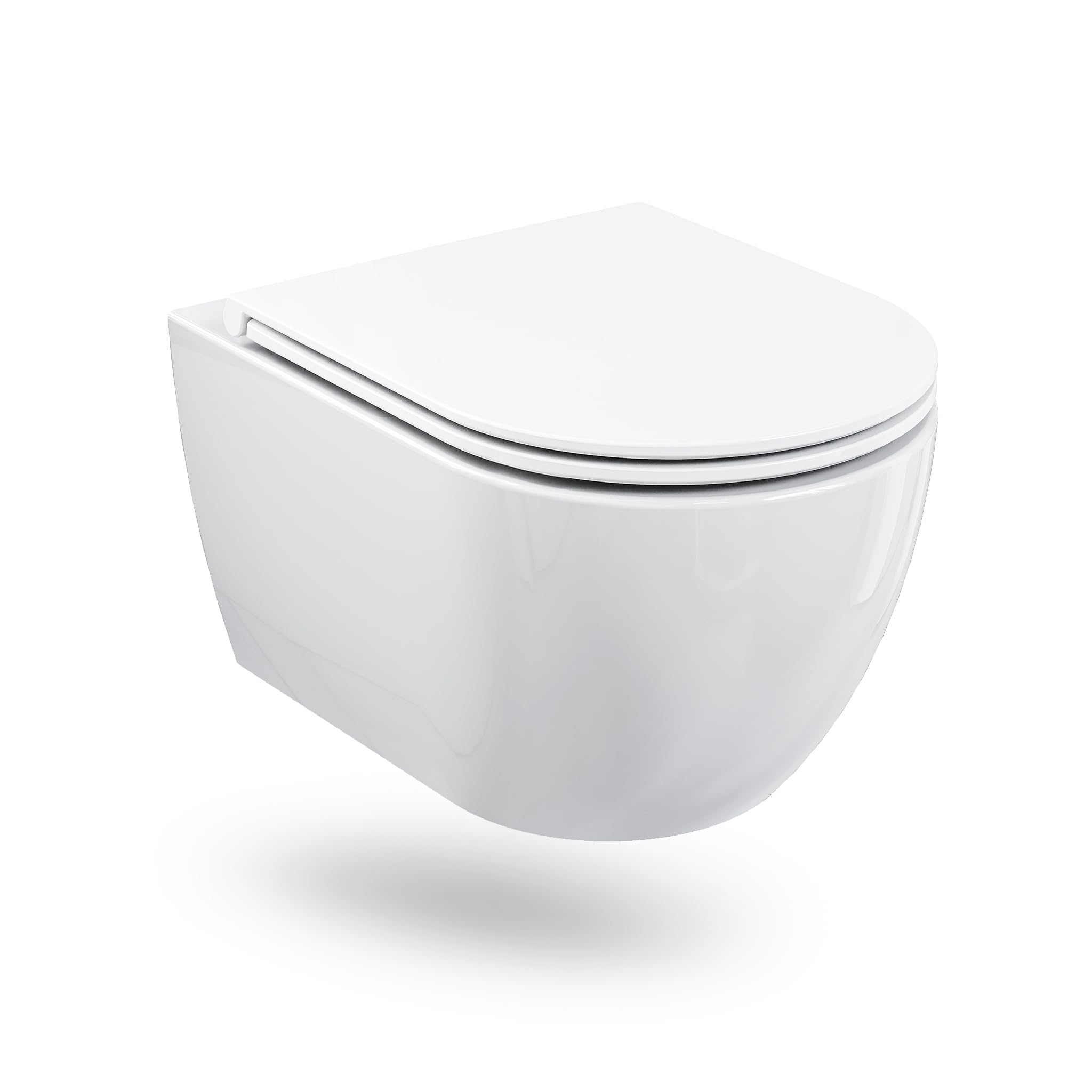 HOROW Wand-WC Hänge WC Wandhängend mit WC Sitz Absenkautomatik, Modernes Wandtoilette, Toilette wassersparend, Keramik