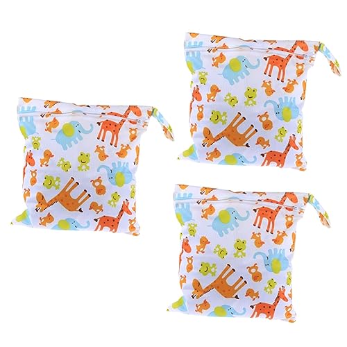 Borsa Per Pannolini Per Bambini 3 Pezzi Motivo Giraffa Riutilizzabile Lavabile Con Cerniera 31x28 Cm Con Manico A Scatto bianco