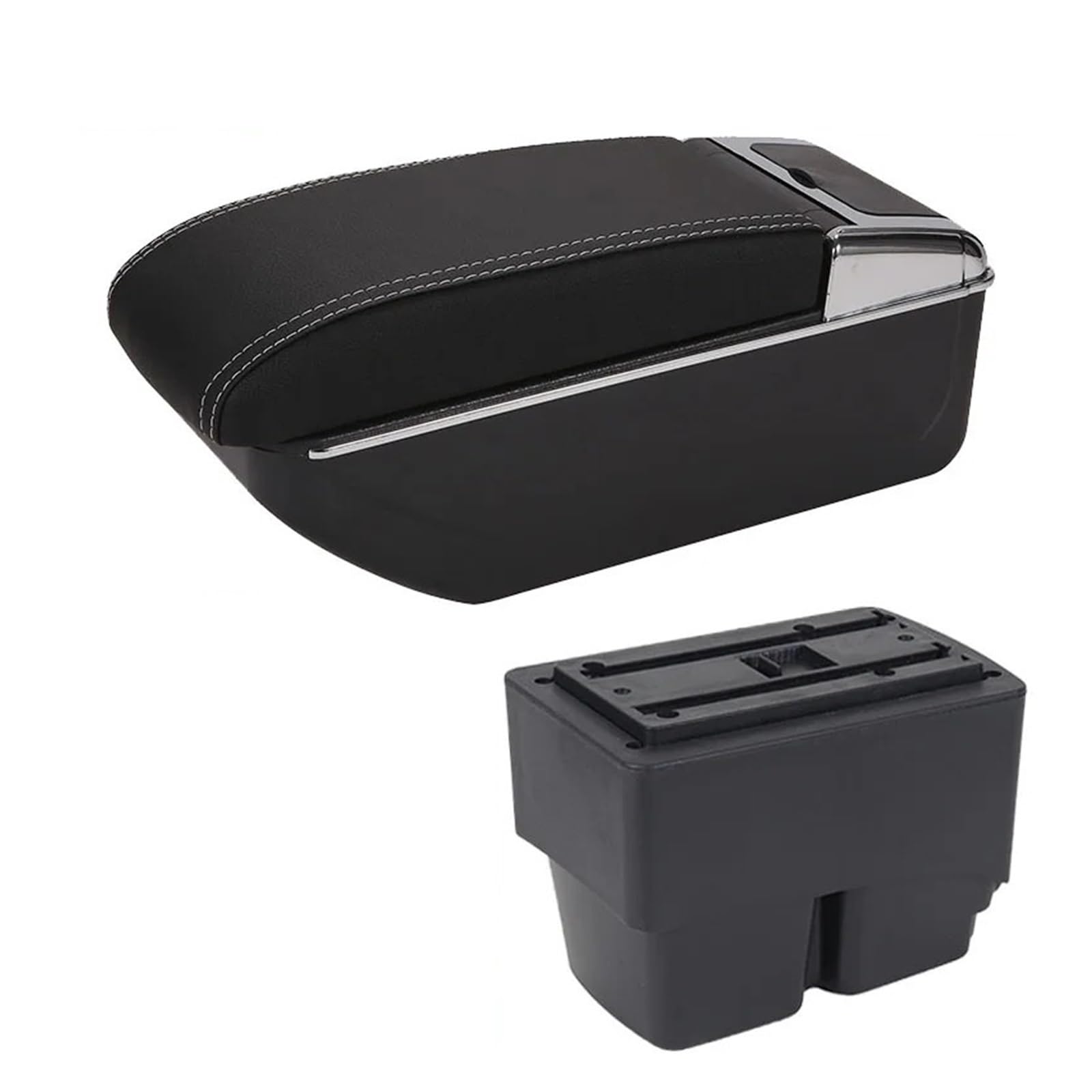 GBGWRMRYX Center Armrest Box For Fiesta Car Armrest Box Interior Details Parts Special Retrofit Parts Center Storage Box Accessories Arm Rest(D3 Black white NoUSB)