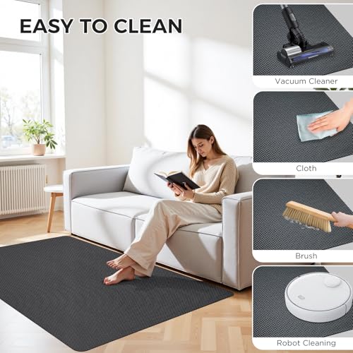Image of Sycoodeal Chair Mat, 40 inch x 48 inch Office Chair Mat for Hardwood and Tile Floor, Heavy Duty Floor Protector for Rolling Chairs, Non-Slip,Computer Mat for Home Office(Grey)