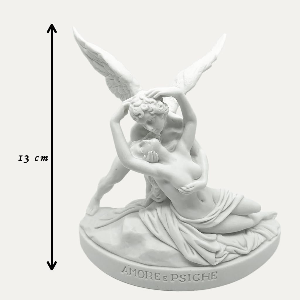 Busto Statua Design: Amore e Psiche (bianca) - Riproduzione busto, scultura in marmo e resina - circa 13 cm, 350 gr. - Prodotto Made in Italy - Idea Regalo Casa