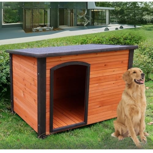 Hubiuyo ドッグハウス 木製犬小屋 大型犬屋 外の全天候型 大中小犬舎 オールシーズン利用可能 組立式 防水 防寒暖 屋外屋内用