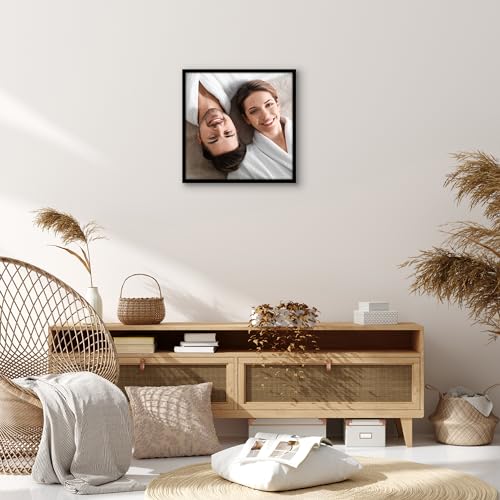 Americanflat 16x16 Picture Frame with Polished Plexiglass - Streamline Collection - Thin Border Square Frame for Wall Display - Hanging Hardware Included - Black