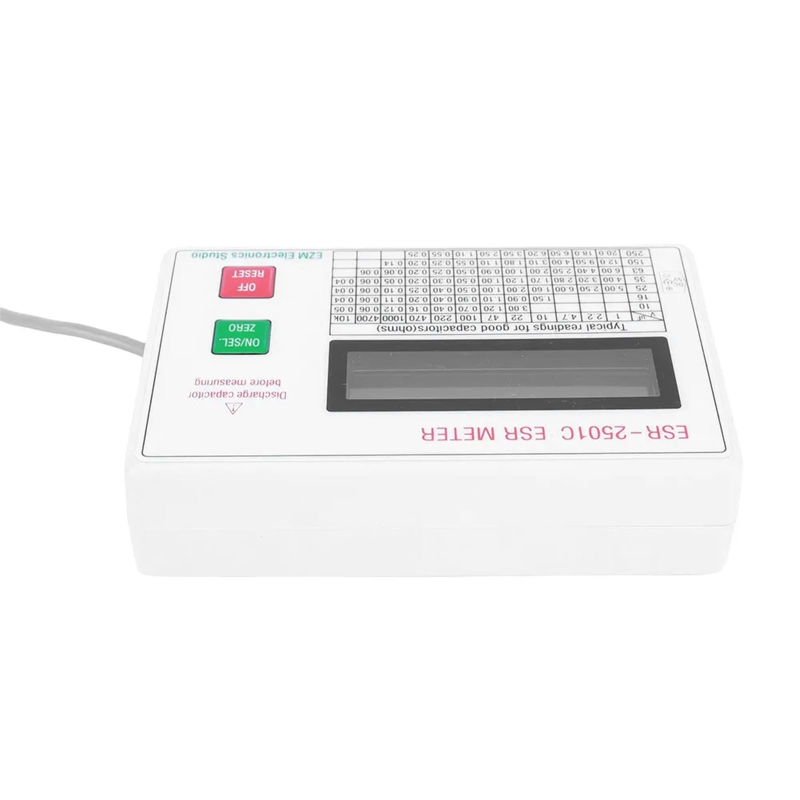 Comprobador de capacitores ESR, prueba en circuito, medidor de capacitancia con cables de prueba, clip, batería, pantalla LCD, medidor ESR, función de apagado inteligente - Medidor LCR