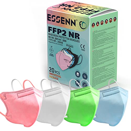 ESSENN 20 Stück Masken Small Size Farbe Kleine Größe zertifiziert CE1463 einzeln verpackt (Farbig Small Size 20)