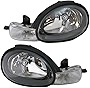 Headlights Headlamps w/Black Bezels Left & Right Pair Set for 00-02 Dodge Neon