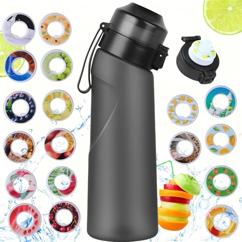 Air Water Bottle with Flavor Pods | 22oz Scented Water Bottle Starter Set | Includes 12 Air Bottle Pods for Sugar-Free, Calorie-Free Taste | Ideal Gift in Matte Black