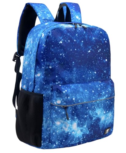 Fenrici Galaxy Backpack for Boys, Girls, Teens, Boys' Pack for School, Kids' Bookbags with Padded Laptop Compartment, Space Backpack, Blue Galaxy, 17 Inch