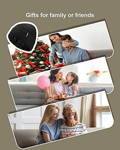 Ocatoma Beanie Hat For Men Women Warm Winter Knit Cuffed Beanie Soft Warm Ski Hats Unisex Dark Gray #TOP6