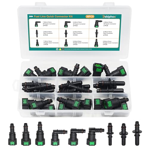 30pcs Assorted Fuel Line Quick Connector Set Fuel Line Repair Kit Hose Release Connect Fittings SAE 7.89mm 9.49mm 9.89mm to ID 8mm