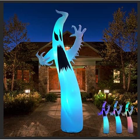 JF Deco 3.6m Inflatable Halloween Ghost Terrible Lanterns Lights Blow up Indoor Outdoor Decoration for Home Yard Lawn Garden Party Cover