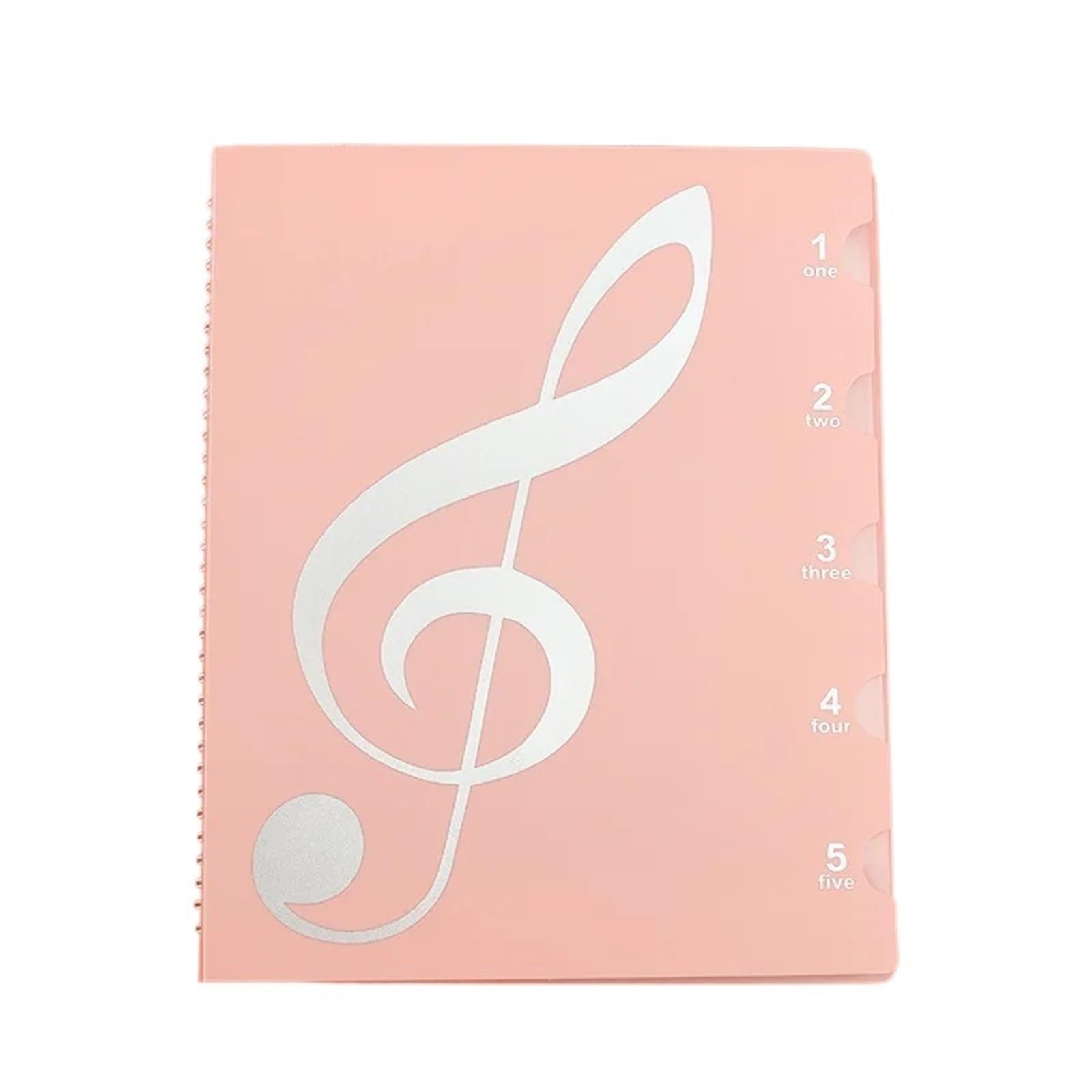 Carpeta de partituras Piano modificable A4, Clip música gran nota para Partituras, Archivos(Pink 60 sheets)