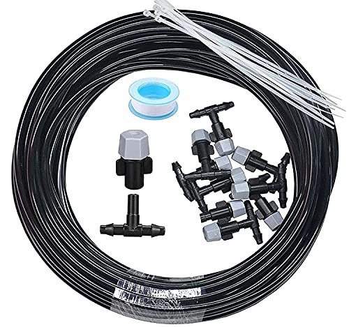 Image of Mist Cooling System, Patio Mist System DIY Irrigation System,Outdoor Misting Kits for Patio,Garden,Home Irrigation,Waterpark,Backyard Plants Spray Hose Watering Kit for Outside Greenhouse