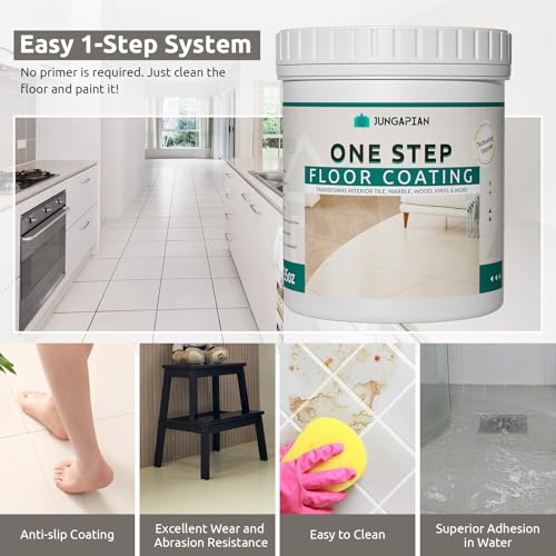 Kit de Pintura para Piso Interior One Step, pintado en un solo paso, base agua y bajo olor, pintura impermeable de alta dureza para cerámica, porcelana, fibra de vidrio, madera dura, laminado y vinil, 35oz, Negro miniatura 3